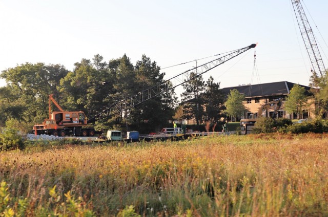 Construction equipment is shown set up at Fort McCoy’s South J Street on Sept. 1, 2021, so a bridge can be repaired on the street. The street is closed from Aug. 23 through Oct. 29, 2021, from South 8th Avenue to South 9th Avenue for...