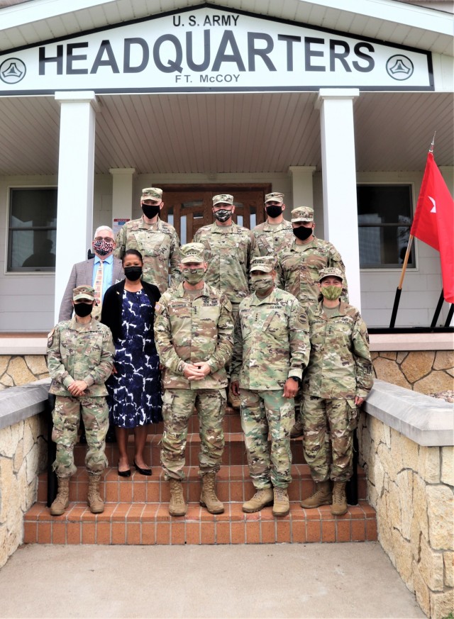 (From left, first row) Brig. Gen. Maria Juarez, deputy commanding general-support with the 88th Readiness Division; retired Maj. Gen. Marcia Anderson, Army Reserve ambassador; the 40th Chief of Staff of the U.S. Army Gen. James McConville; Gen....