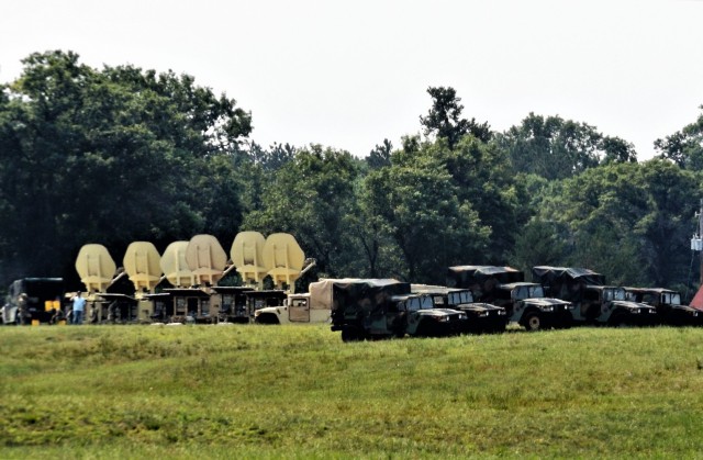 Army Signal Corps troops have an area of Fort McCoy, Wis., set up Aug. 4, 2021, to support communications for the 78th Training Division Combat Support Training Exercise 78-21-04 and for exercise Grecian Firebolt 2021. Soldiers with the 335th...