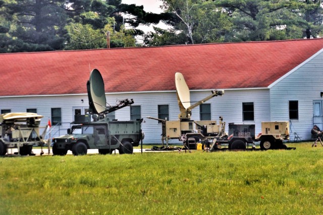 Army Signal Corps troops have an area of Fort McCoy, Wis., set up Aug. 4, 2021, to support communications for the 78th Training Division Combat Support Training Exercise 78-21-04 and for exercise Grecian Firebolt 2021. Soldiers with the 335th...