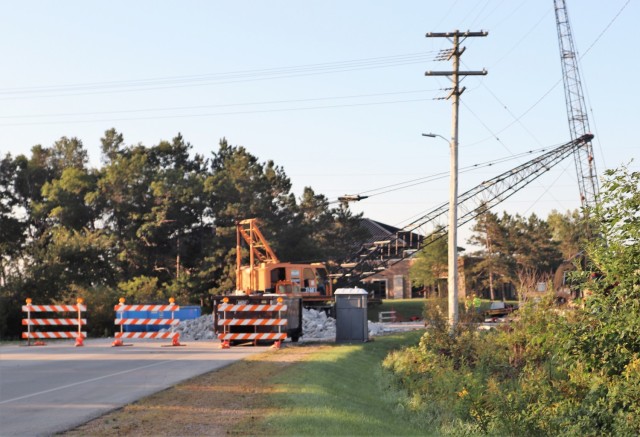 Construction equipment is shown set up at Fort McCoy’s South J Street on Sept. 1, 2021, so a bridge can be repaired on the street. The street is closed from Aug. 23 through Oct. 29, 2021, from South 8th Avenue to South 9th Avenue for...