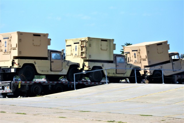 Military equipment is shown Aug. 20, 2021, being prepared for shipment at Fort McCoy, Wis., following the completion of the 78th Training Division Combat Support Training Exercise 78-21-04. The Fort McCoy Logistic Readiness Center (LRC)...