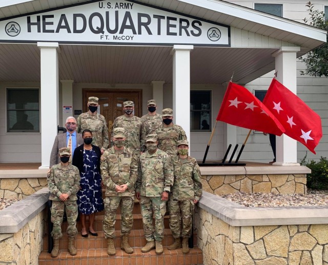 (From left, first row) Brig. Gen. Maria Juarez, deputy commanding general-support with the 88th Readiness Division; retired Maj. Gen. Marcia Anderson, Army Reserve ambassador; the 40th Chief of Staff of the U.S. Army Gen. James McConville; Gen....