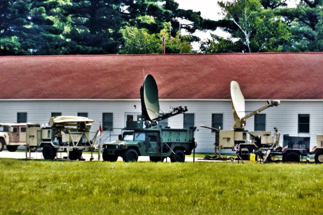 Army Signal Corps troops have an area of Fort McCoy, Wis., set up Aug. 4, 2021, to support communications for the 78th Training Division Combat Support Training Exercise 78-21-04 and for exercise Grecian Firebolt 2021. Soldiers with the 335th...