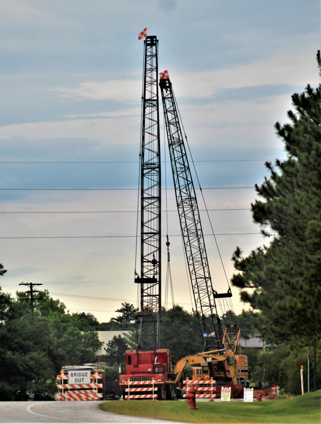 Construction equipment is shown set up at Fort McCoy’s South J Street on Aug. 27, 2021, so a bridge can be repaired on the street. The street is closed from Aug. 23 through Oct. 29, 2021, from South 8th Avenue to South 9th Avenue for...