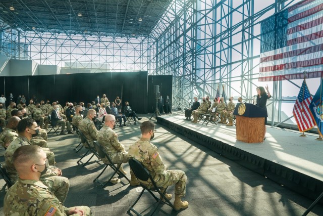 Gov. Kathy Hochul recognizes the New York National Guard for its 9/11 response on the 20th anniversary of the terror attacks in remarks at the Jacob Javits Center in New York. (photo: Don Pollard/Office of Governor Kathy Hochul)