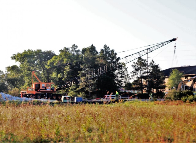 Construction equipment is shown set up at Fort McCoy’s South J Street on Sept. 1, 2021, so a bridge can be repaired on the street. The street is closed from Aug. 23 through Oct. 29, 2021, from South 8th Avenue to South 9th Avenue for...