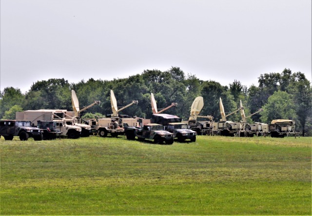Army Signal Corps troops have an area of Fort McCoy, Wis., set up Aug. 4, 2021, to support communications for the 78th Training Division Combat Support Training Exercise 78-21-04 and for exercise Grecian Firebolt 2021. Soldiers with the 335th...