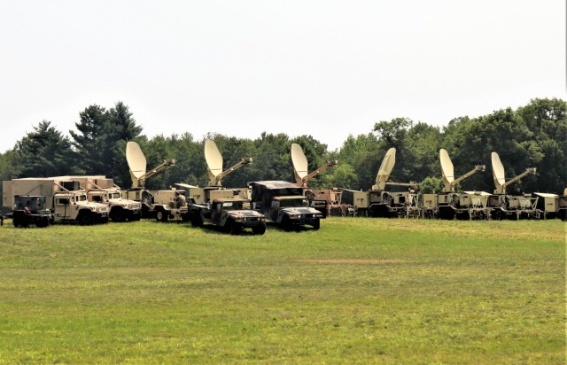 Army Signal Corps troops have an area of Fort McCoy, Wis., set up Aug. 4, 2021, to support communications for the 78th Training Division Combat Support Training Exercise 78-21-04 and for exercise Grecian Firebolt 2021. Soldiers with the 335th...