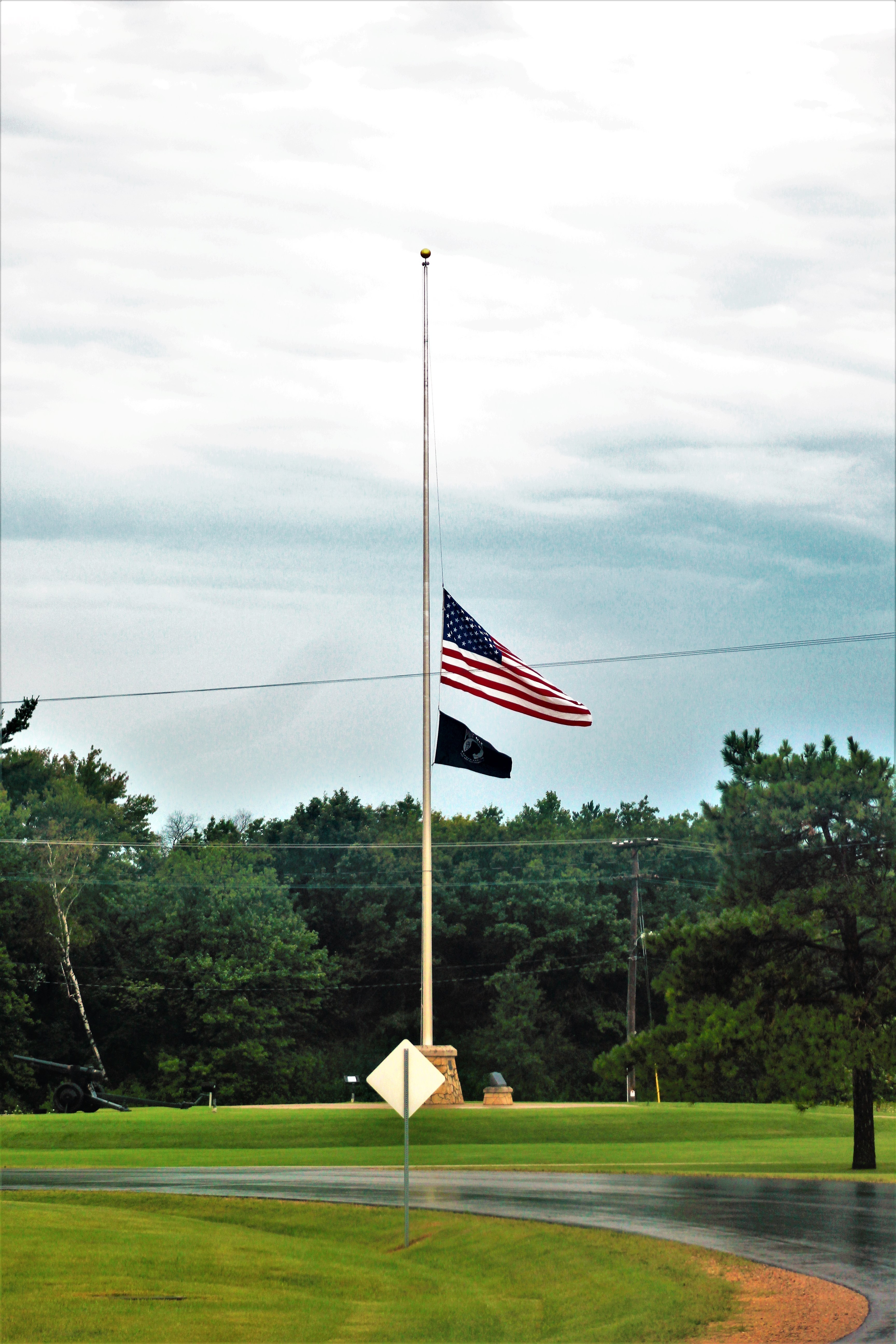 lowering flag to half staff