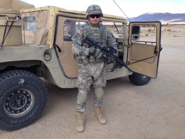 CSM Thomas Roldan poses during one of many deployments he has experienced during his 21 year Army career.