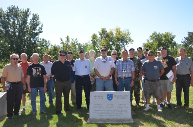 American Division veterans spanning from World War II to Vietnam gathered to honor their history at the Americal Division Memorial at Rock Island National Cemetery in Illinois. Photo by: Staci-Jill Burnley, ASC Public Affairs
