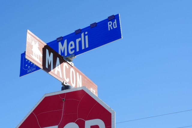 1st Infantry Division Medal of Honor recipient Pfc. Gino Merli receives a street renaming memorialization Sept. 22, 2021, on Fort Riley, Kansas. As a part of 1ID’s year-long Big Red One Year of Honor observance, Merli was honored during a...