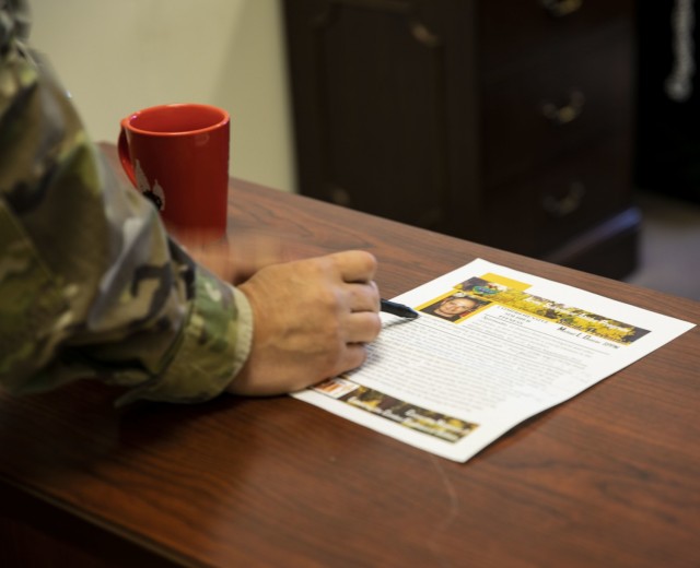 Col. William Zielinski, Ready and Resilient Director for III Corps and Fort Hood, edits a product from his office, Sep. 27, 2021, Fort Hood, Texas. Zielinski believes in putting technology away to reconnect with Soldiers. (U.S. Army photo by Sgt. Melissa N. Lessard)