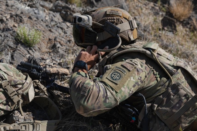An 82nd Airborne Division paratrooper conducts training during Experimentation Demonstration Gateway Event (EDGE) 21 in May 2021 at Dugway Proving Ground, Utah.