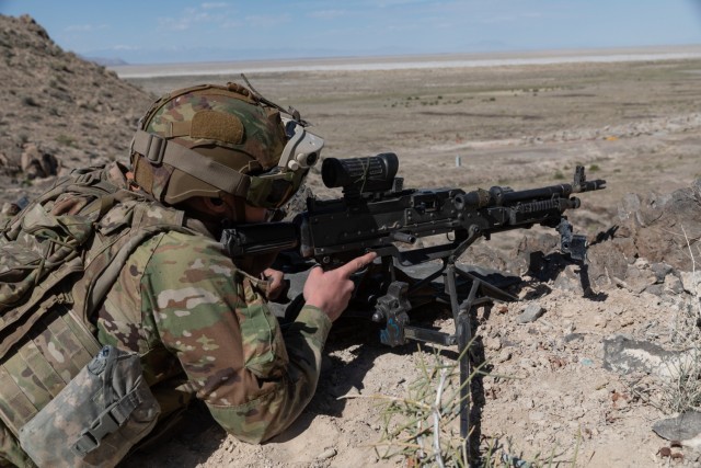 An 82nd Airborne Division paratrooper conducts training during Experimentation Demonstration Gateway Event (EDGE) 21 in May 2021 at Dugway Proving Ground, Utah. 