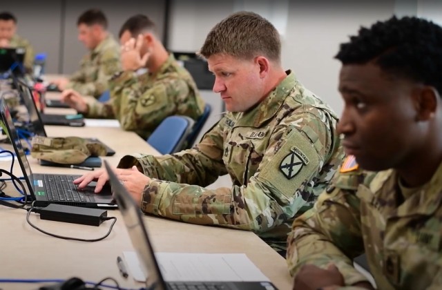 Candidates participating in the First Sergeant Talent Alignment Assessment pilot at Fort Drum, N.Y. conduct the First Sergeant Assessment Battery. The 1SG AB is an online assessment that consists of a series of tests developed by the Army Research Institute that will identify a candidate’s knowledge, skills, behaviors and preferences (KSB-P). 