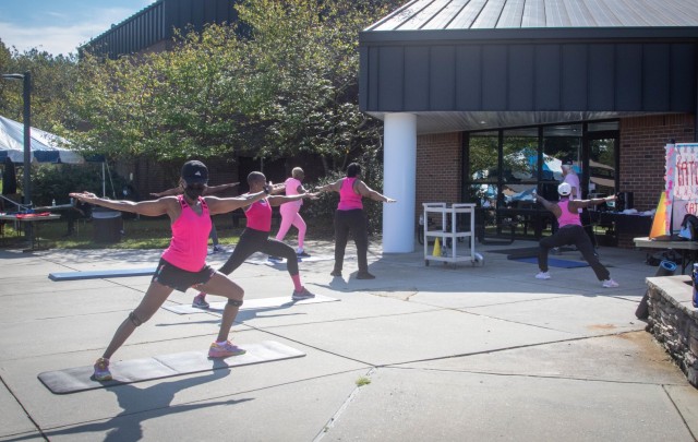 Attendees of the 'Do it in Pink' aerobathon worked out in 30 minute sweat session to being awareness to breast cancer Sept. 18, 2021, at the Solomon Center on Fort Jackson, S.C. The annual event was combined with the inaugural Pawesome Flea Market...