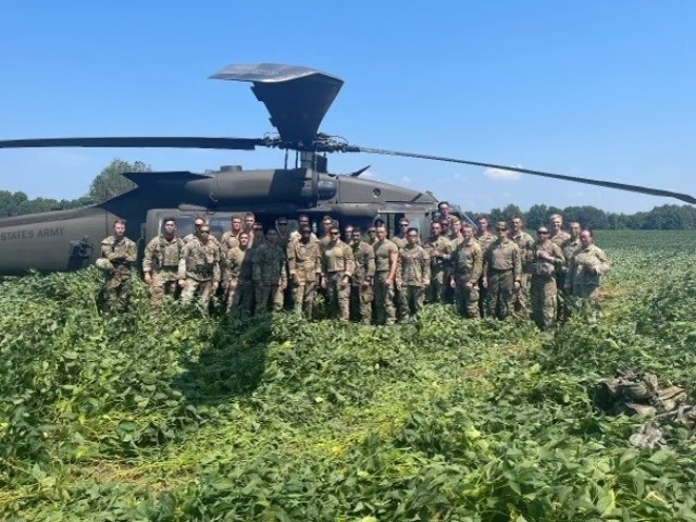 Officers of 1st Battalion, 187th Infantry Regiment, “Leader”,3rd Brigade Combat Team “Rakkasans” , 101st Airborne Division “Air Assault” after completing the raid during a two-day training exercise known as the Leader Battalion Platoon Leader Academy for 29 lieutenants here on August 25th and 26th.