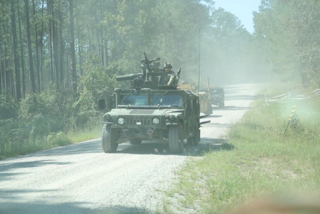 Soldiers from Apache Troop, 1-33 Calvary, 3rd Battalion Combat Team, 101st Airborne Division (Air Assault) conduct road security convoys at the Joint Readiness Training Center (JRTC) in Fort Polk, LA. JRTC focuses on improving unit readiness by providing realistic, stressful, joint, and combined arms training.