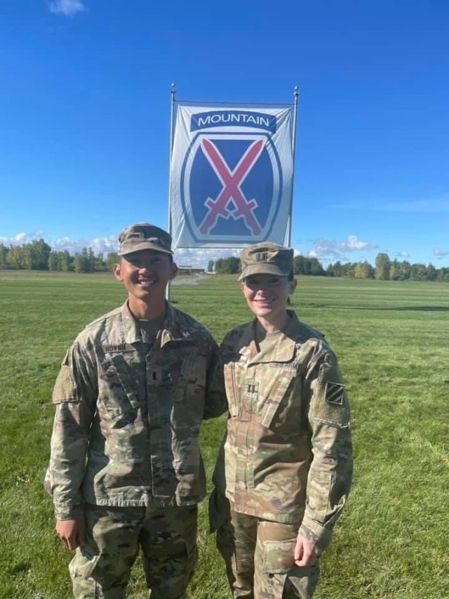 Capt. Brandi Gervais, right, and 1st Lt. Phat Huynh, left, assigned to 703rd Brigade Support Battalion, &#34;Spartan Brigade,&#34; 2nd Armored Brigade Combat Team, 3rd Infantry Division, participated and earned Expert Medical Field Badge during the 10th Mountain Division EFMB qualification at Fort Drum, New York, Oct. 1, 2021. 2nd ABCT, 3rd ID, supports and resources its most junior leaders to become experts in their craft early to lead their formations and affect readiness.