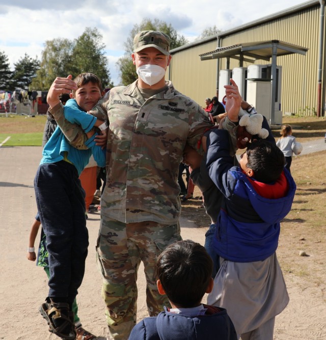 1st Lt. Bryant Sullivan, Kronos Troop, 2nd Calvary Regiment is part of the joint security force at Rhine Ordnance Barracks in Kaiserslautern, Germany during Operation Allies Welcome. Security forces include MPs and engineers from 18th MP Brigade...