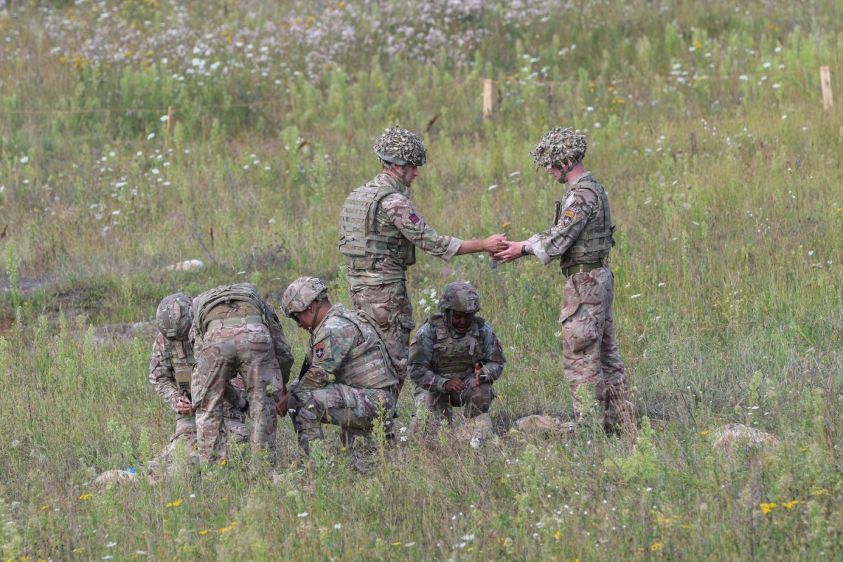 British Army soldiers assigned to Legion Troop and U.S. Army Soldiers from 2nd Squadron, 2nd Cavalry Regiment prepare explosives during explosives training. As part of the continuing partnership between the two allied countries, a U.K. Army delegation recently visited the C5ISR Center, where they obtained an overview of the close tie between the U.S. science and technology and acquisition communities. 