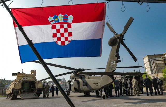 Members of 1st Infantry Division and 7th Army Training Command participate in the Adriatic Sea Defense and Aerospace exhibition in Split, Croatia, Sept. 30, 2021. ASDA is a high-profile international exhibition where leading international...