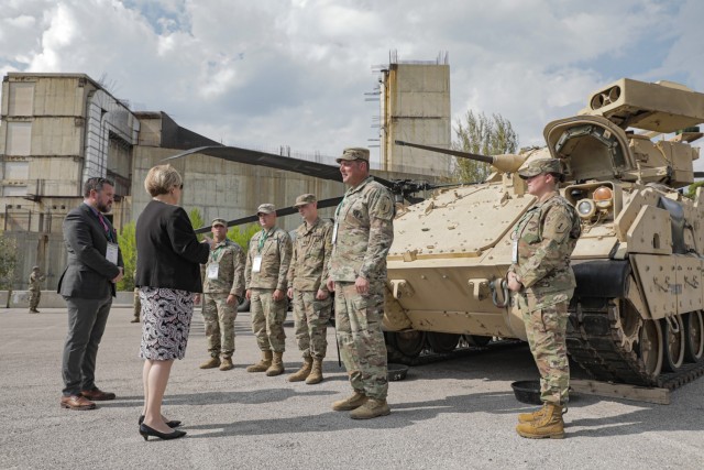 Heidi Grant, the director of the Defense Security Cooperation Agency recognizes members of 1st Battalion, 16th Infantry Regiment, 1st Armored Brigade Combat Team, 1st Infantry Division, for their strategic participation in the Adriatic Sea Defense...