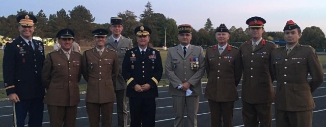 2nd Theater Signal Brigade and U.S. Army Europe and Africa CIO/G6 leaders pose with their counterparts during the annual Saint Gabriel celebrations in Rennes, Brittany, France, Sept. 28, 2021. Hosted by the French Army’s Communication and...