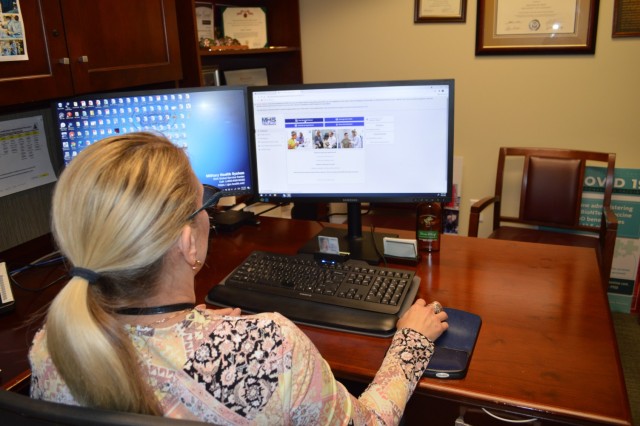 Elaine Sanchez explores the new MHS GENESIS Patient Portal at Brooke Army Medical Center, Joint Base San Antonio-Fort Sam Houston, Texas, Oct. 6, 2021. The San Antonio Market will transition to the new electronic health record system – known as...