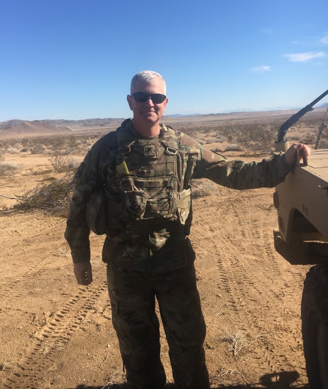 Col. Steven Carozza, then commander of the 1st Cavalry Sustainment Brigade, attends training at the National Training Center Fort Irwin, California in January 2019.  (Courtesy Photo)