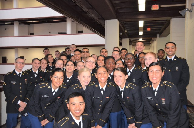 MEDCoE Soldiers pose for a group photo during Mission Thanksgiving 2019 (note, photo taken before COVID 19 pandemic)