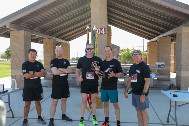 Full Marathon 5-person relay team 1st Place finisher is Desert Fox which consisted of Soldiers from the 83rd and 110th CBRN Battalion.
...