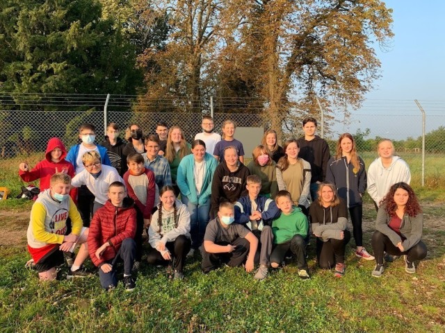 The Civil Air Patrol and the Junior Reserve Officers Training Corps cadets together before the training.  (Photo courtesy by the Civil Air Patrol Public Affairs Office).