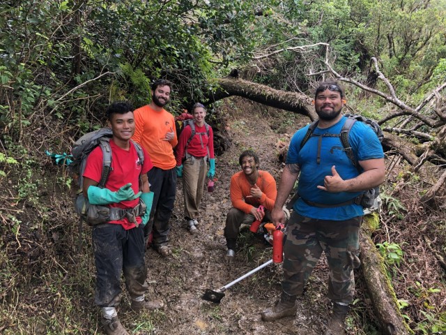 Natural Resources staff assists with Poamoho Trail improvements