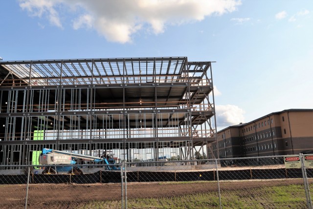 Infrastructure work is shown Sept. 9, 2021, in the 1600 block of the cantonment area at Fort McCoy, Wis., for a second transient-training troops barracks project. The second barracks $18.8 million barracks project was awarded to L.C. Black...