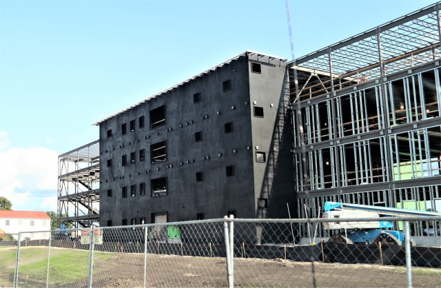 Infrastructure work is shown Sept. 9, 2021, in the 1600 block of the cantonment area at Fort McCoy, Wis., for a second transient-training troops barracks project. The second barracks $18.8 million barracks project was awarded to L.C. Black...