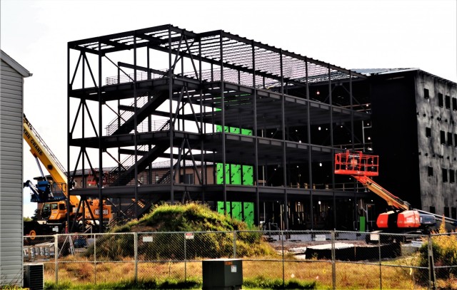 Infrastructure work is shown Sept. 9, 2021, in the 1600 block of the cantonment area at Fort McCoy, Wis., for a second transient-training troops barracks project. The second barracks $18.8 million barracks project was awarded to L.C. Black...