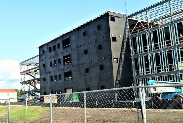 Infrastructure work is shown Sept. 9, 2021, in the 1600 block of the cantonment area at Fort McCoy, Wis., for a second transient-training troops barracks project. The second barracks $18.8 million barracks project was awarded to L.C. Black...