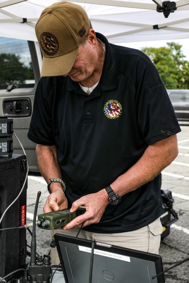  A member of Joint Task Force Civil Support verifies communication capabilities during Capital Shield 21 at Joint Base Myer-Henderson Hall, Sept. 23, 2021. Mobile command vehicles from National Capital Region military and civilian agencies validated communications via multiple mobile platforms during Capital Shield 21. Joint Task Force-National Capital Region’s annual Capital Shield exercise brings together civilian and military contingency response agencies to improve interagency communication and to coordinate and evaluate regional consequence management plans.
