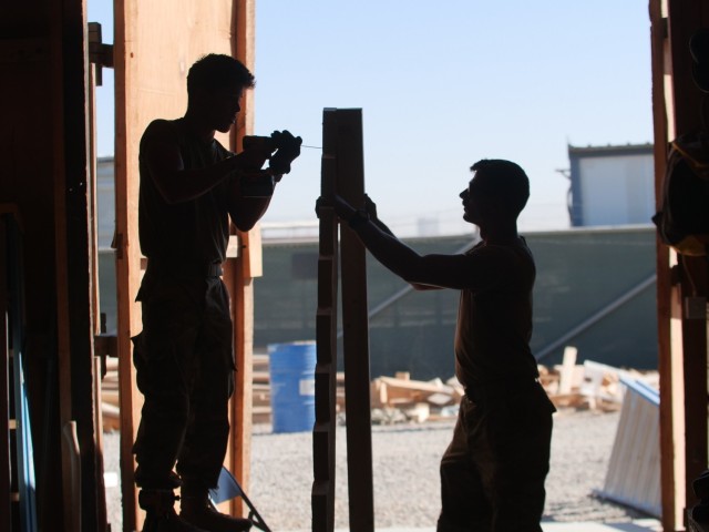 A team of 1022nd Engineer Company Soldiers in Iraq, led by Staff Sgt. Bryon Granderson, has been working on multiple vertical construction projects during their time at Erbil Air Base, Iraq, including Sun Shades, chairs and benches, platforms, and most recently, over a dozen sets of staircases.

The staircases that are being constructed will be used by units across the entire base, to include troops from the U.S. military, as well as the militaries of our coalition forces and partner nations.