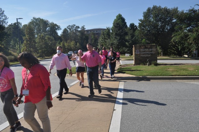 Martin Army Community Hospital observed National Mammography Day by walking a mile to raise awareness of Breast Cancer.