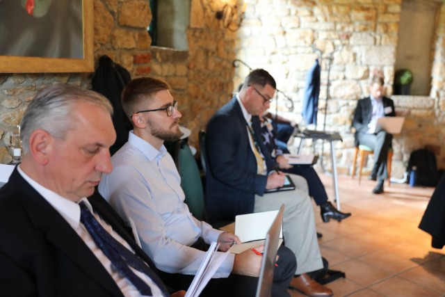 (l to r) Maj Mario Pavlak (Croatia), Mr. Karol Witt (Poland) and Msg. Edward Haley, 21st Theater Sustainment Command Host Nation Support, joined nearly 40 host nation support professionals representing 15 nations at the National Territorial...