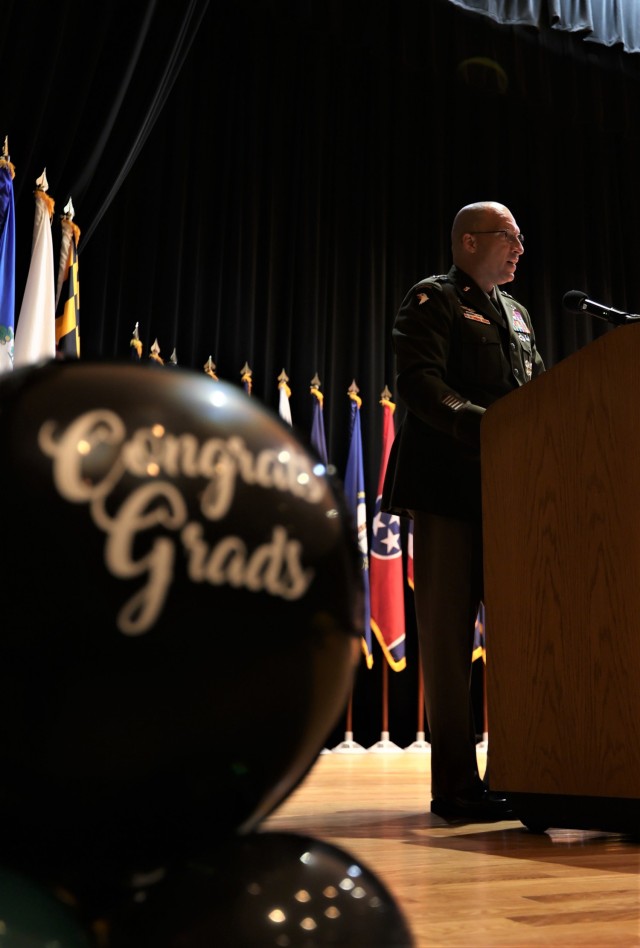Speakers at the Army Education Center’s 5th annual all-schools college graduation ceremony Oct. 15, 2021 included U.S. Army Cadet Command and Fort Knox Commander Maj. Gen. Johnny Davis and retired Command Sgt. Maj. Rodney Newell, who received his degree at the age of 74 during the event.