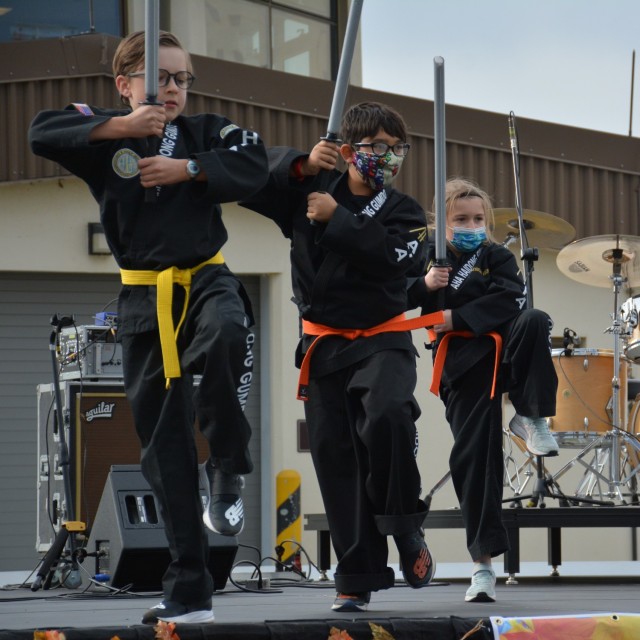 Students from the Child and Youth Services Schools of Knowledge, Inspiration, Exploration and Skills program perform Haidong Gumdo, a Korean sword martial art, for the Camp Humphreys community during the Humphreys Festival Oct. 16, 2021. Service...