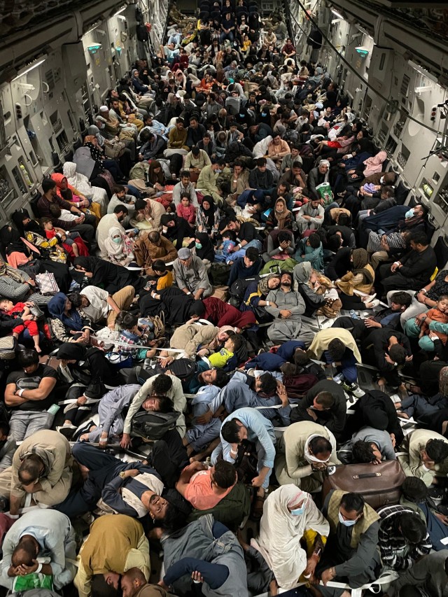 The U.S. Air Force conducted airlift operations to transport approximately 124,000 people from Kabul, Afghanistan, as part Operation Allies Refuge in August 2021. The operation was one of the largest air evacuations of civilians in American history. (Courtesy photo)