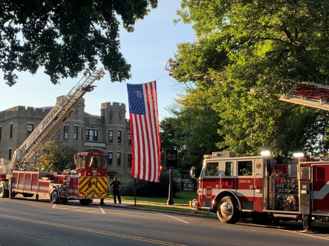 Fort Detrick, together with Frederick County and the City of Frederick, host a joint 9/11 remembrance ceremony at the Baker Park Bandshell in Frederick, MD, Sept. 10, 2021.