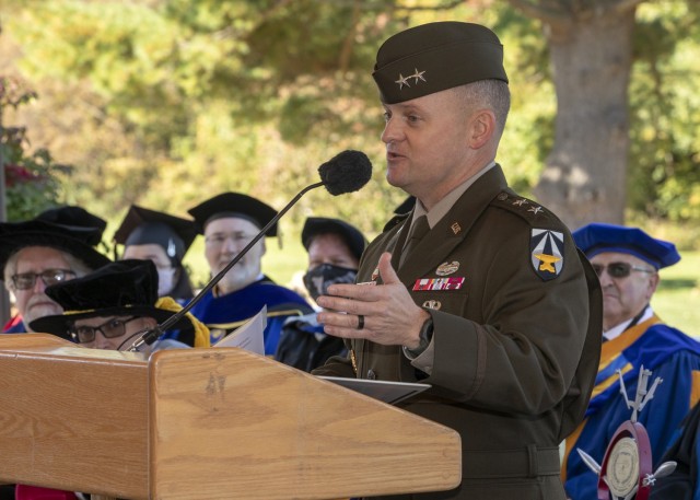 Maj. Gen. Miles Brown, Commanding General, U.S. Army Combat Capabilities Development Command deliver