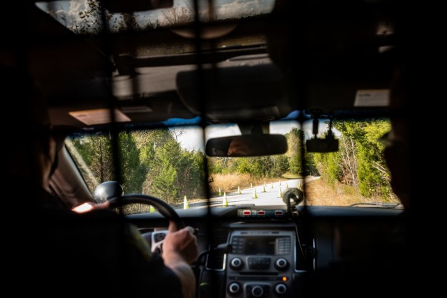 Military police officers participated in their annual certification training Oct. 18-22, 2021 at Fort Knox, which included practicing driving, traffic stops, DUI arrests and approaching crime scenes.